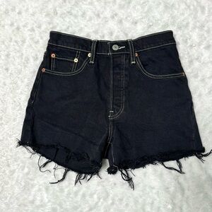 NWOT- LEVIS 501 Exposed Thread High Wasited Black Cut Off Denim Shorts